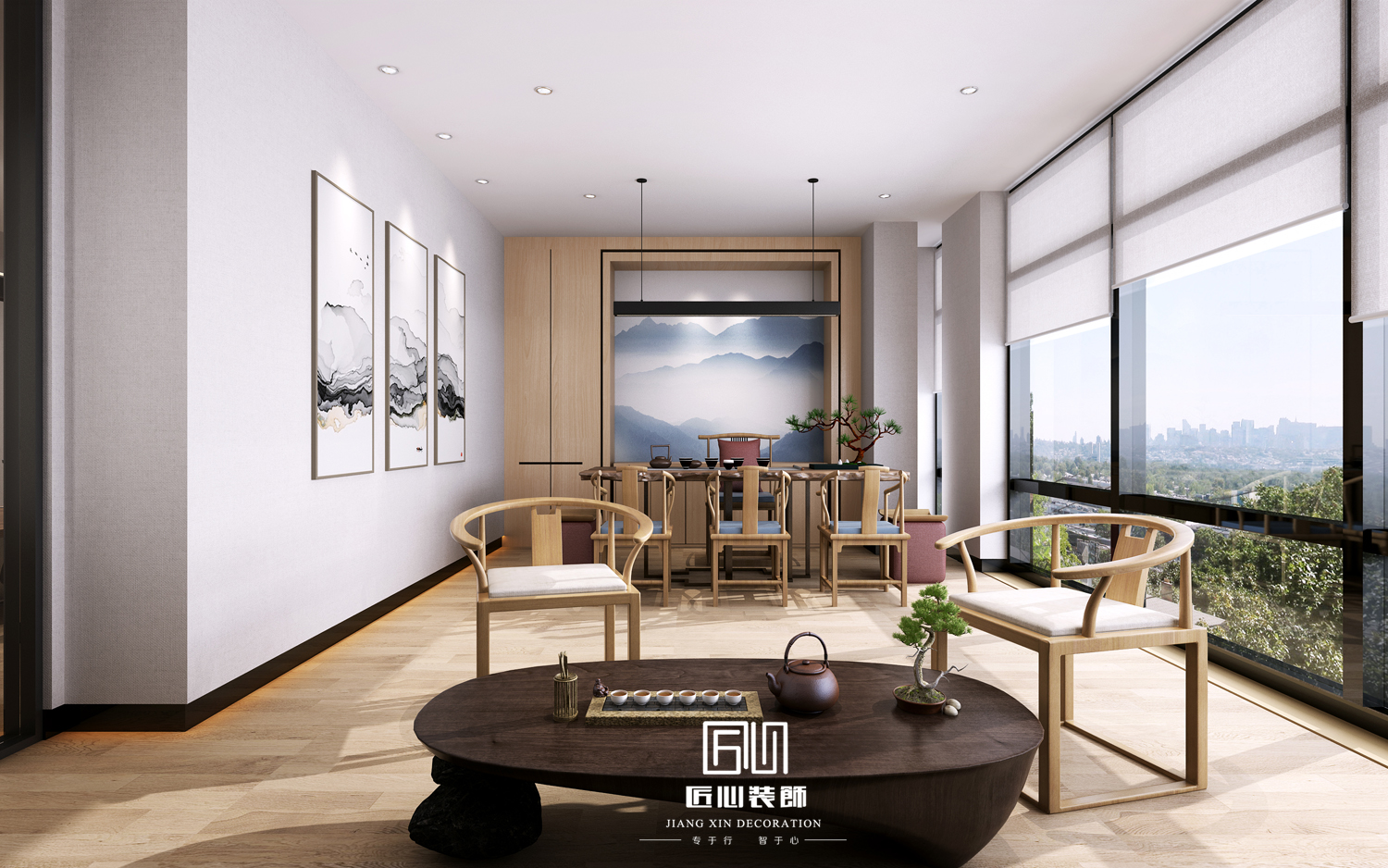 匠心装饰玲珑湾之新中式办公室 - 装修效果图 - 爱上网家居家居